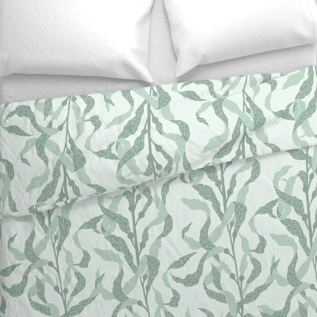 Underwater Kelp Forest Light Duvet Cover - Green alternate view