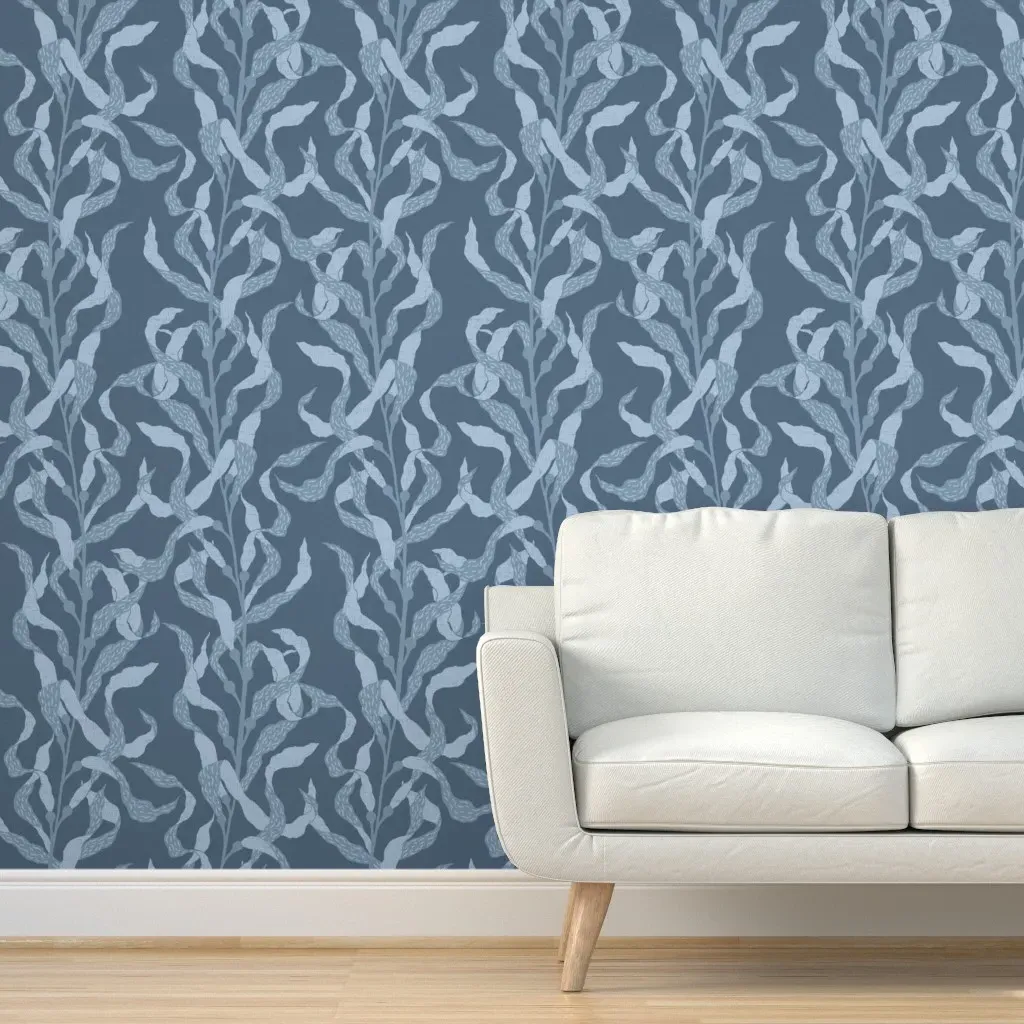 Underwater Kelp Forest Peel and Stick Wallpaper - Dark Slate Blue product