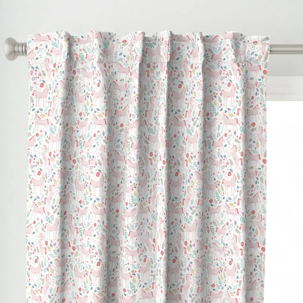 Unicorn Fields Curtain Panel - Pink alternate view