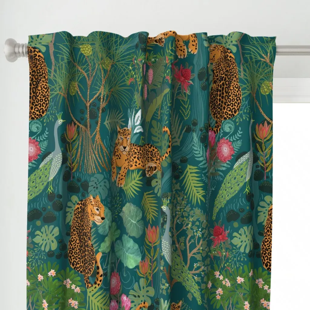 Untamed Large Curtain Panel - Teal alternate view