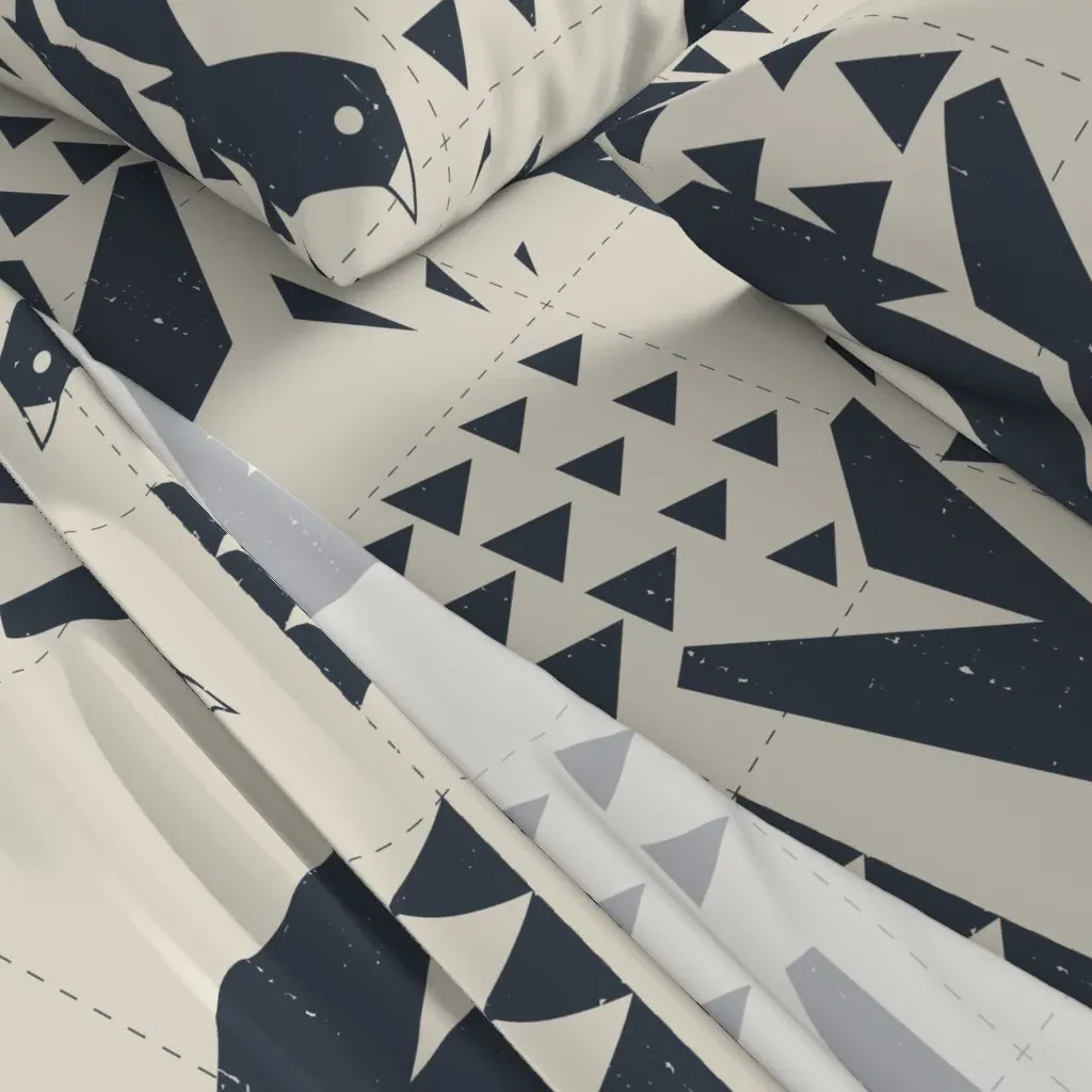 Up And Away Birds Twin XL Sheet Set - Dark Gray, Slate Blue alternate view