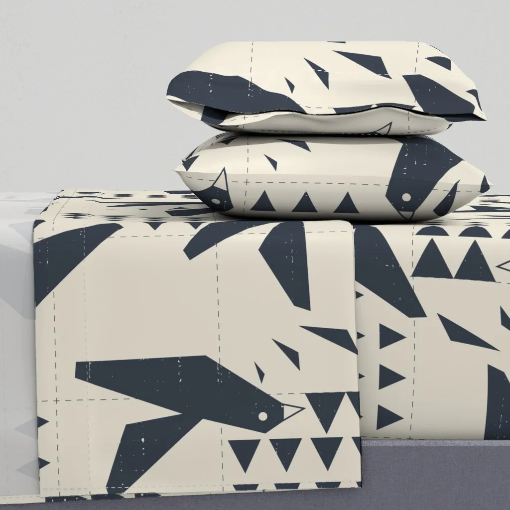 Up And Away Birds Twin XL Sheet Set - Dark Gray, Slate Blue product