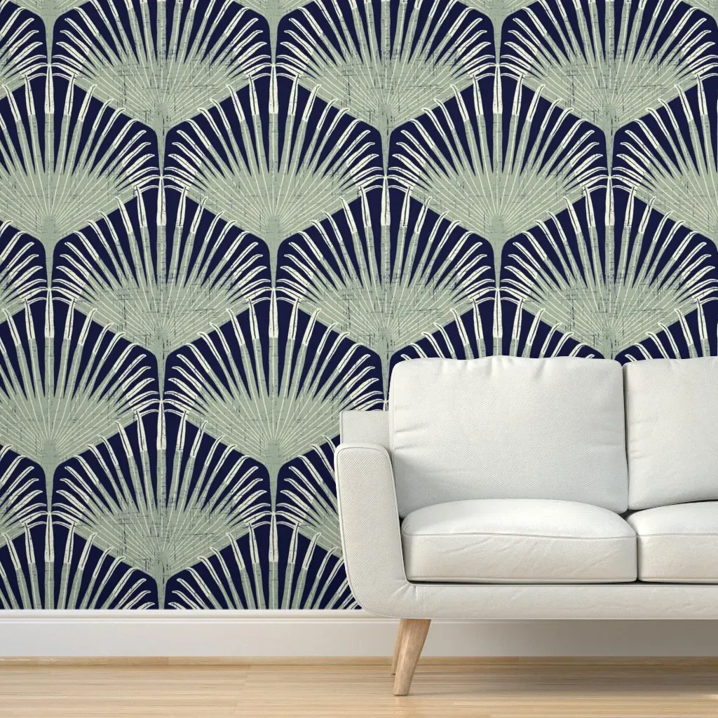 Uplifted Peel and Stick Wallpaper - Navy, Sage product