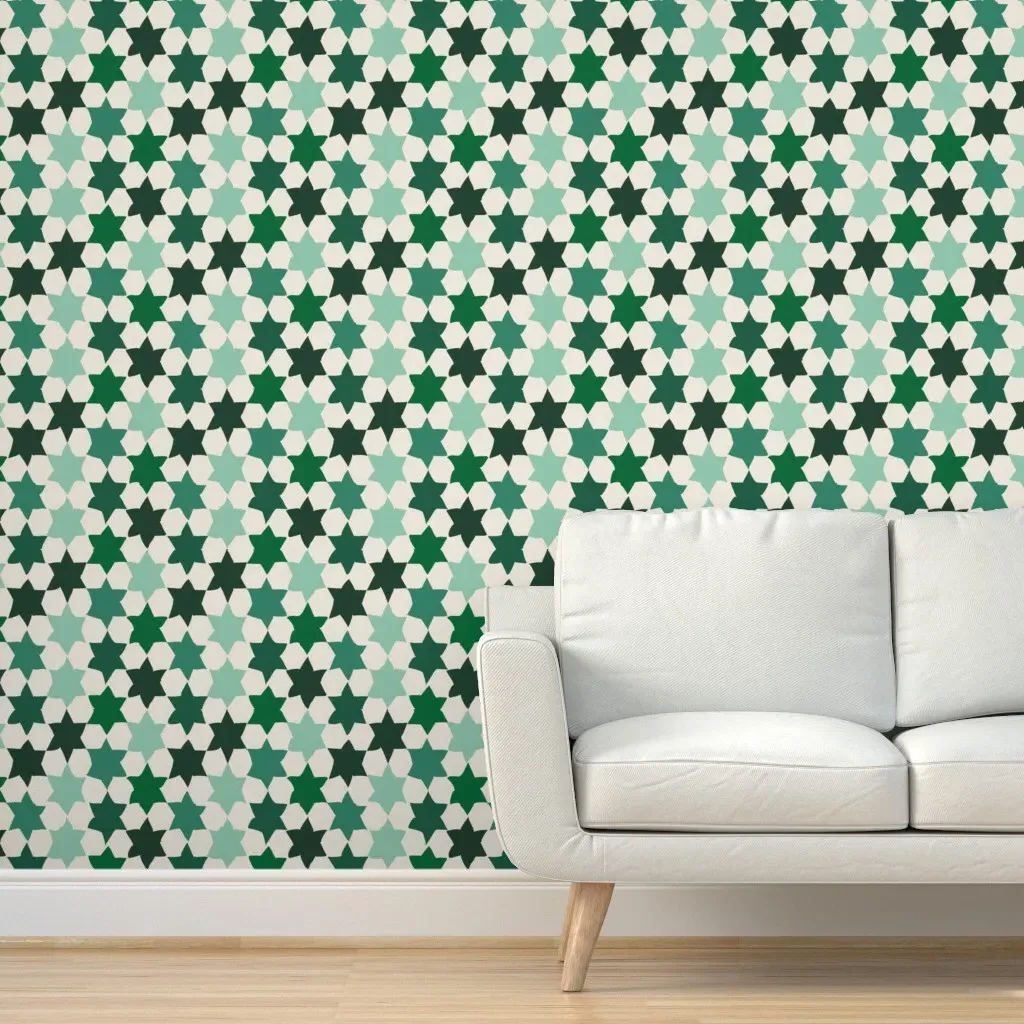 Urban Garden Mosaic Star Peel and Stick Wallpaper - Dark Green product