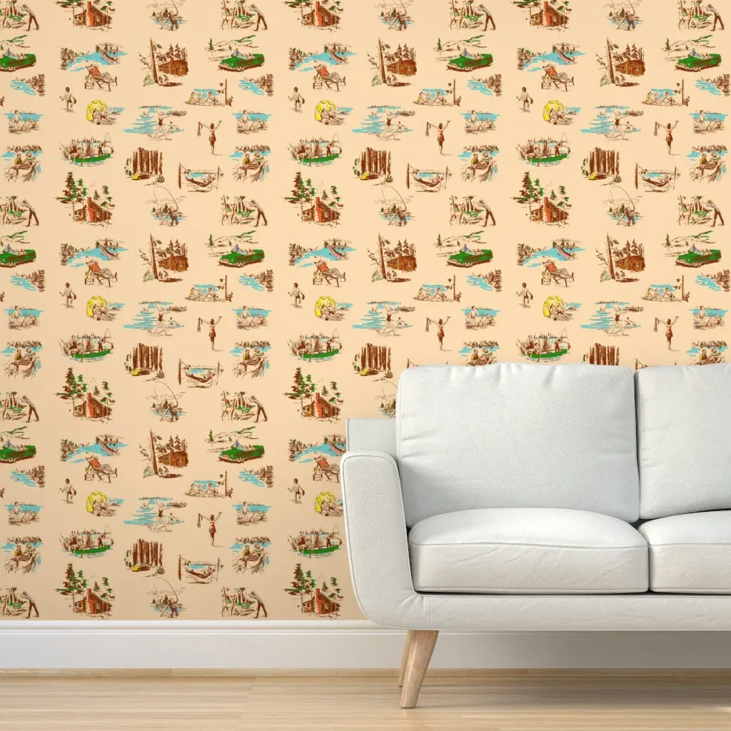 Vacation In Wonderful Wisconsin Peel and Stick Wallpaper - Beige product