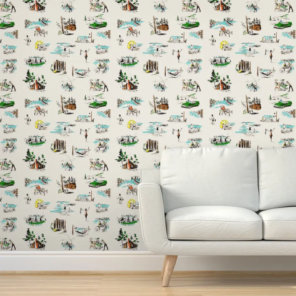 Vacation In Wonderful Wisconsin Peel and Stick Wallpaper - Green product