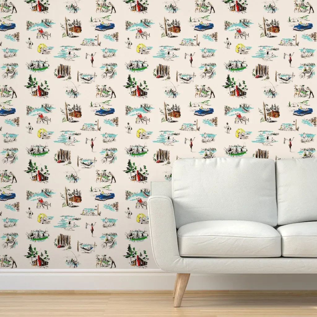 Vacation In Wonderful Wisconsin Peel and Stick Wallpaper - Light Beige product