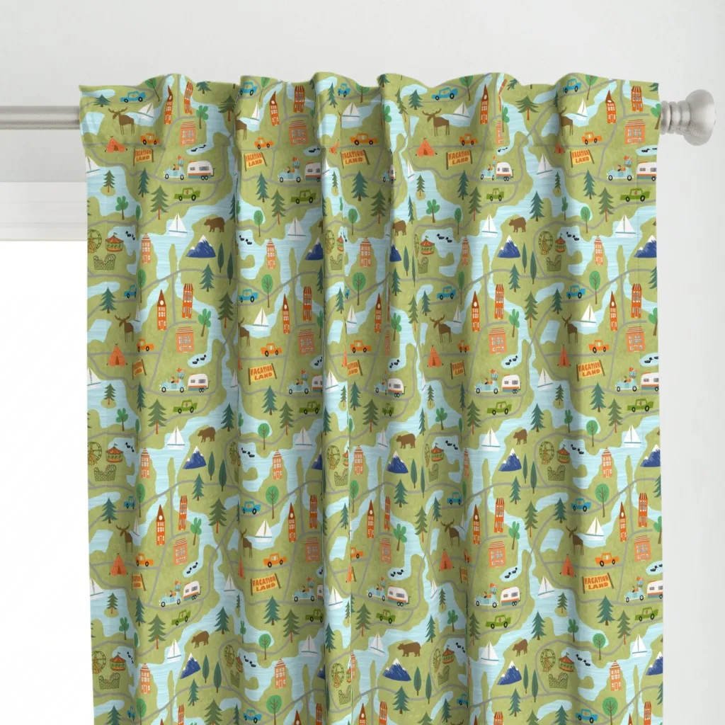 Vacationland Curtain Panel - Light Green alternate view