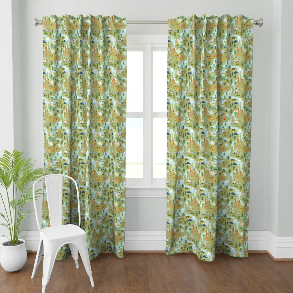Vacationland Curtain Panel - Light Green product