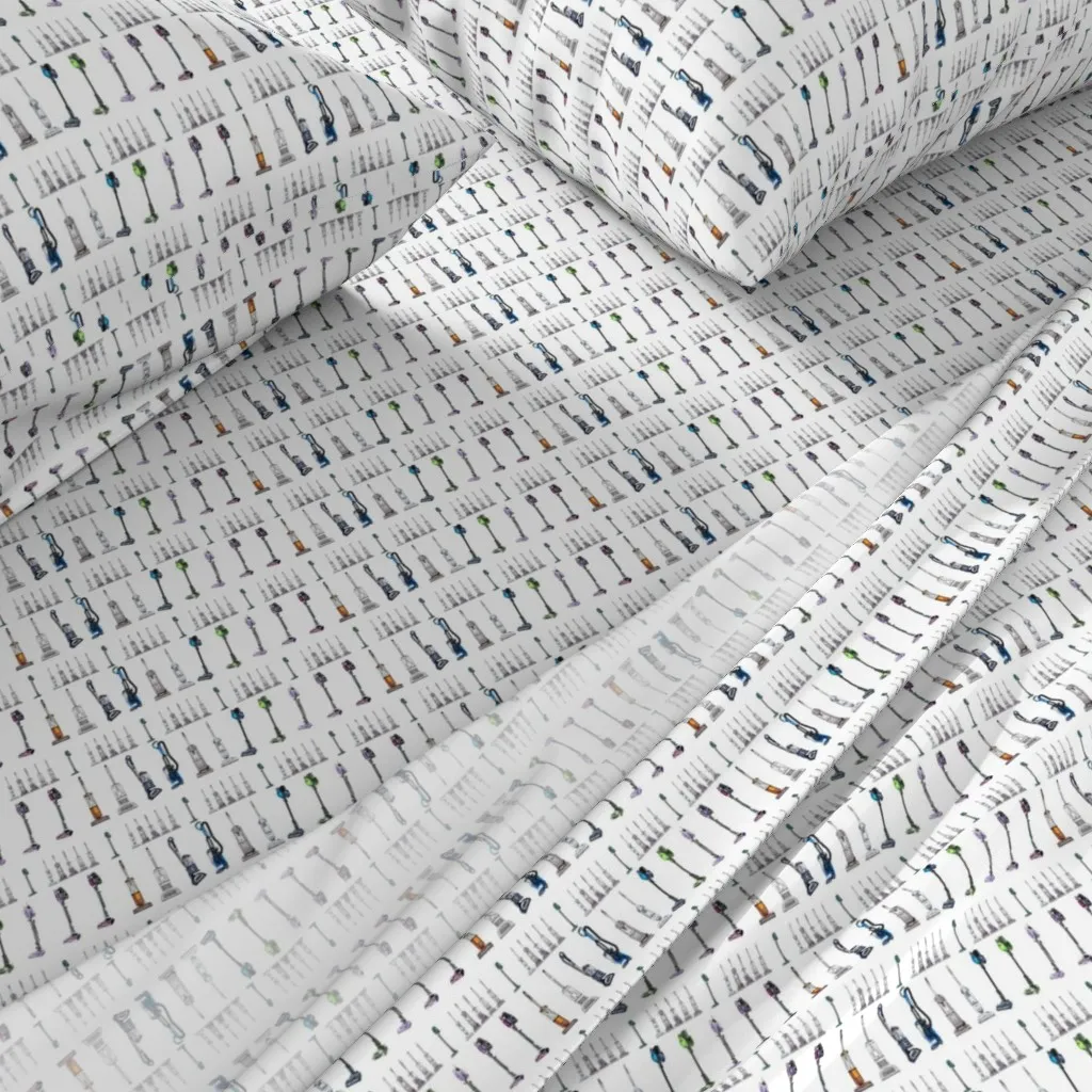 Vacuum Cleaner Stripe Offset Full Sheet Set - White alternate view