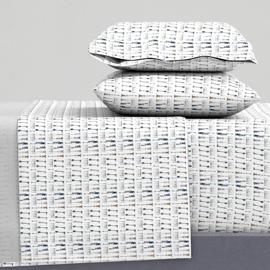 Vacuum Cleaner Stripe Offset Full Sheet Set - White product