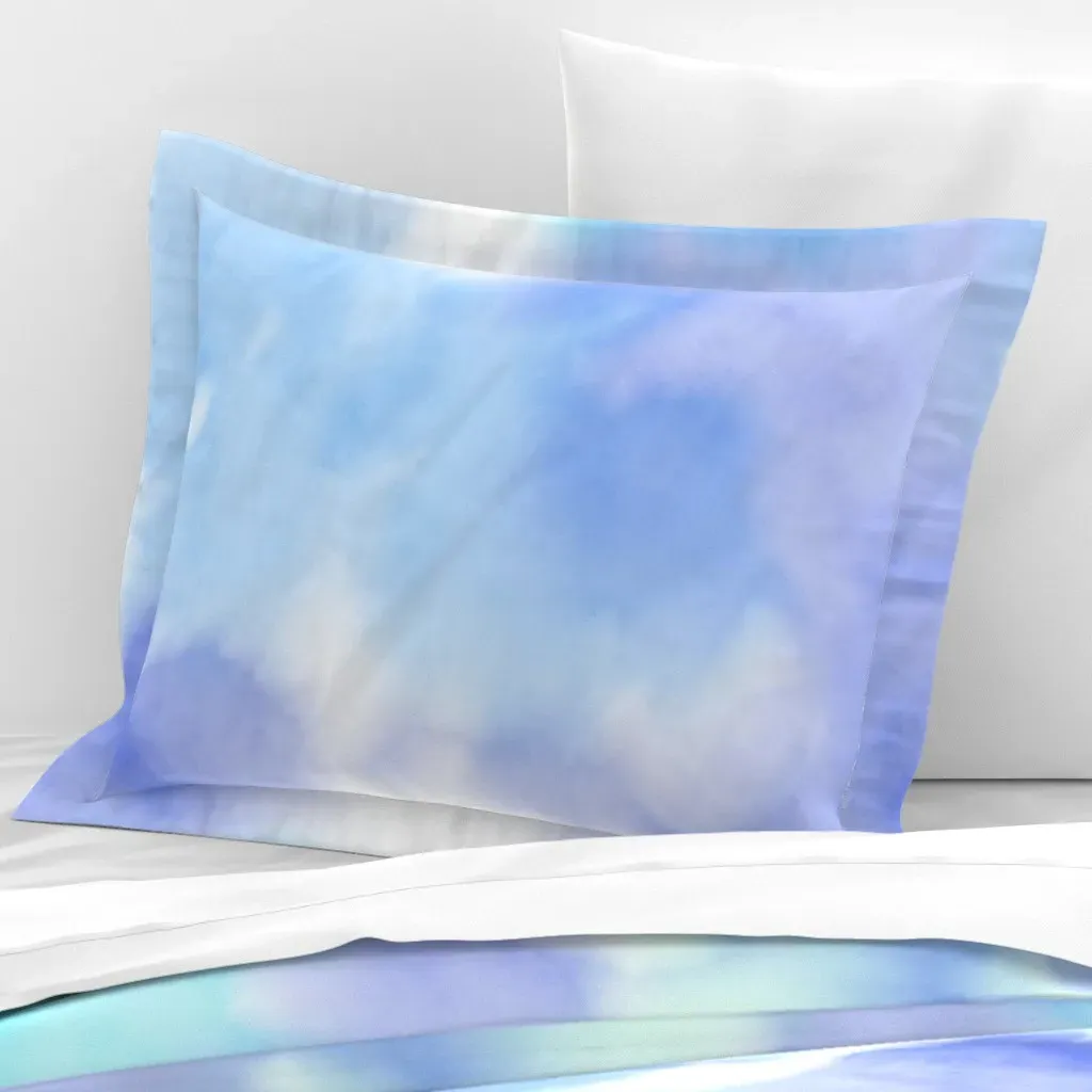 Vaguely Floral Watercolor Standard Flanged Pillow Sham - Light Blue, Cotton Sateen product