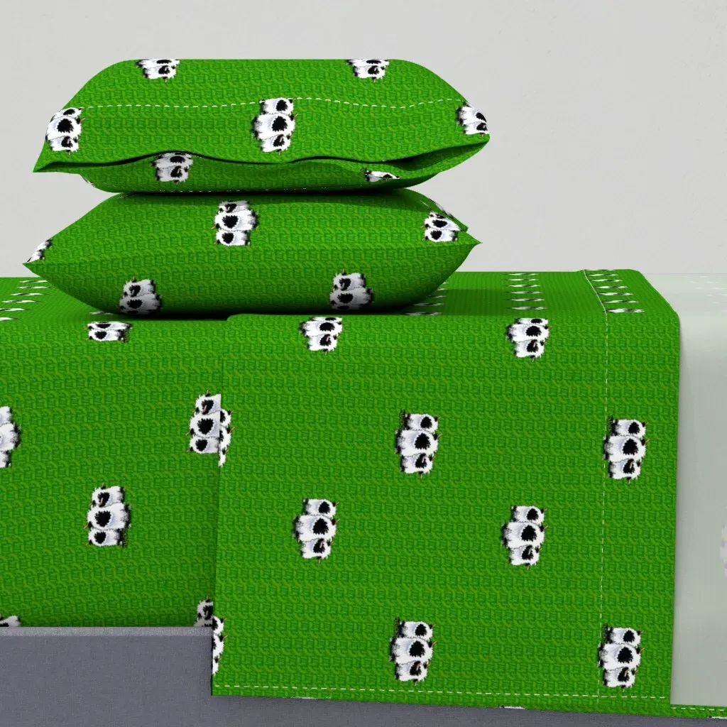 Valais Blacknose Sheep Queen Sheet Set - Green product