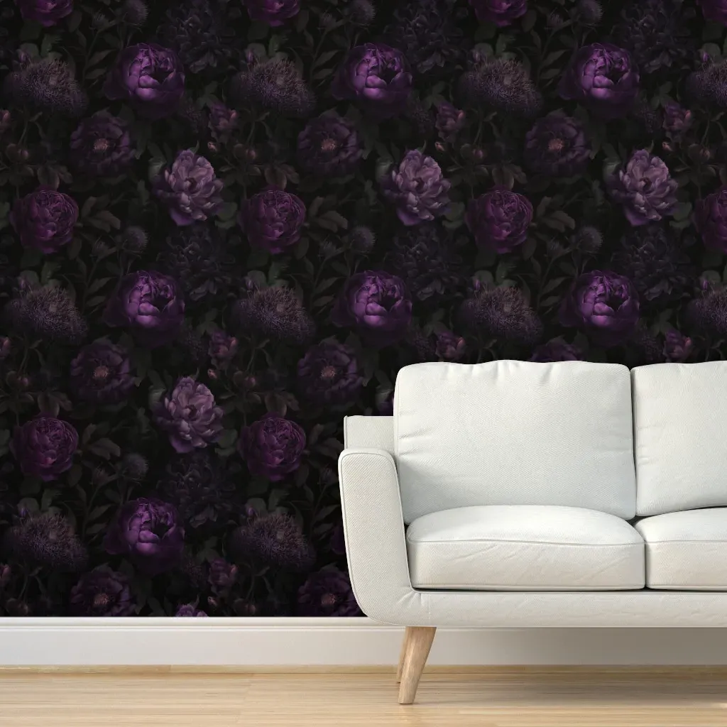 Valentina Floral Peel and Stick Wallpaper - Dark Purple product