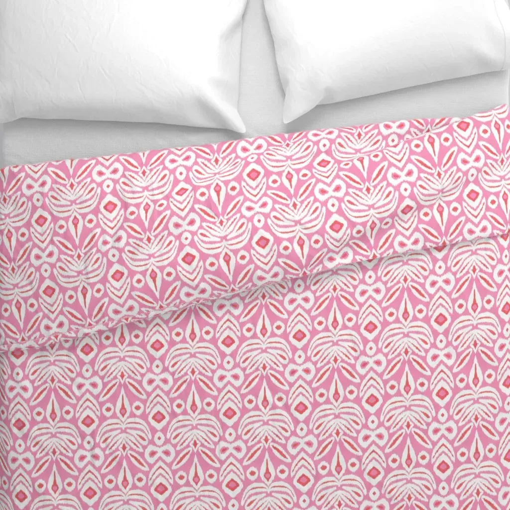 Valentine Bloom Ikat Duvet Cover - Pink alternate view