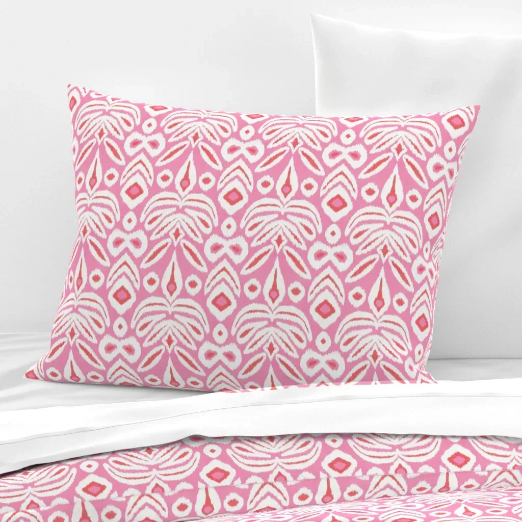 Valentine Bloom Ikat Standard Knife Edge Pillow - Pink, Cotton Sateen product
