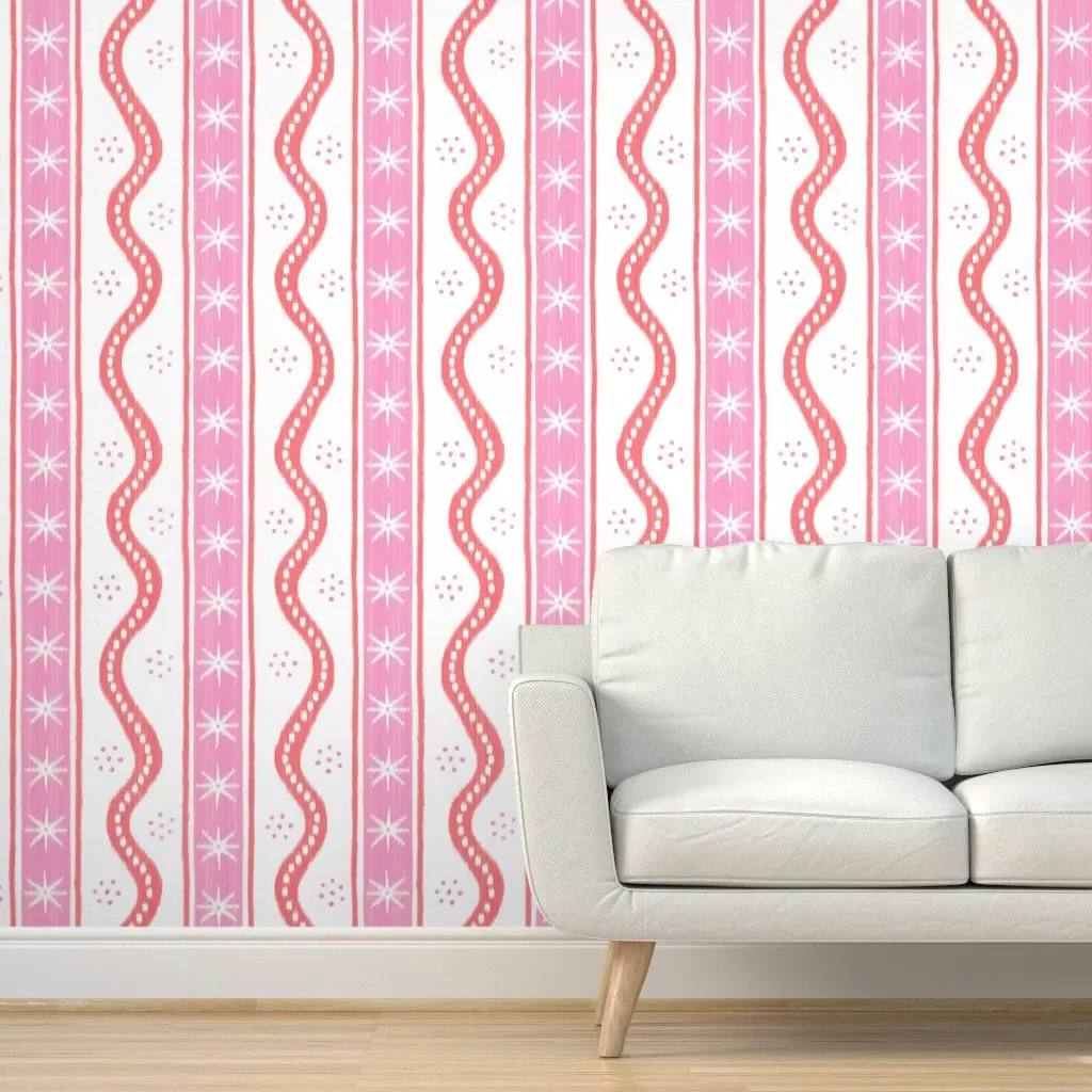 Valentine Charlie Stripe Large Peel and Stick Wallpaper - Pink product
