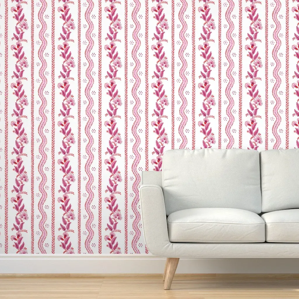 Valentine Emma Stripe Peel and Stick Wallpaper - Crimson product