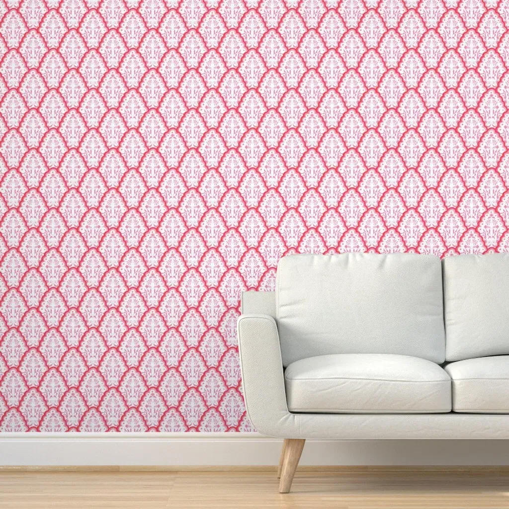 Valentine Scallop Paisley Peel and Stick Wallpaper - Pink product