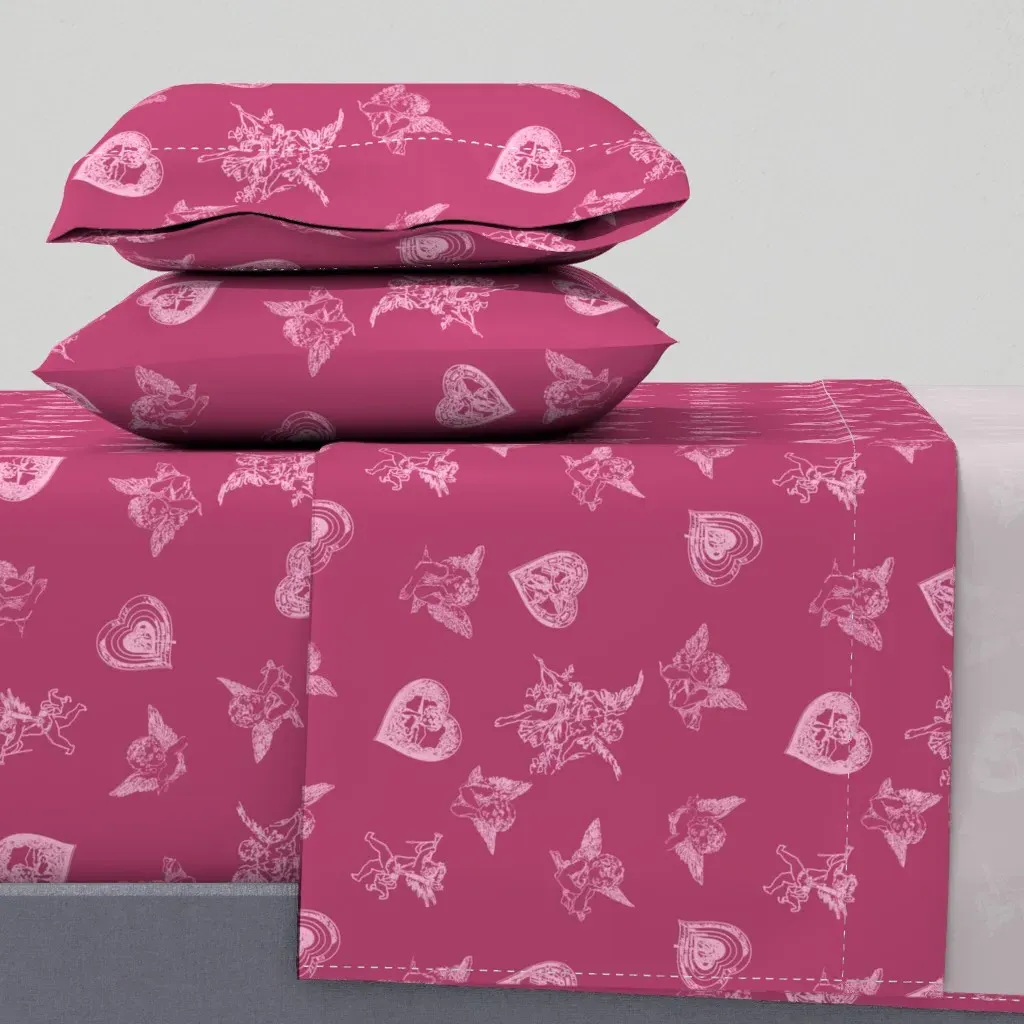 Valentine's Day Cupid's Heart King Size Sheet Set - Pink product