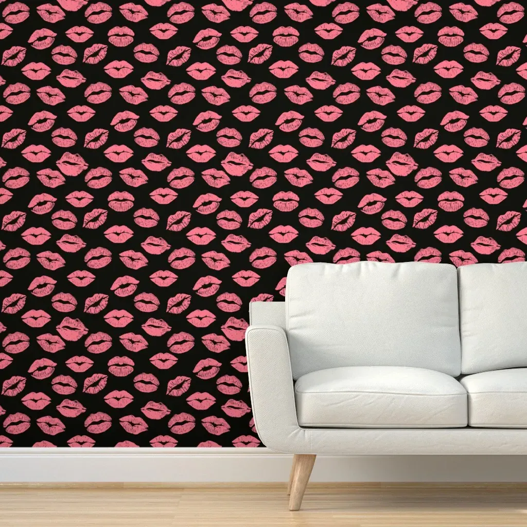Valentine's Day Lips Peel and Stick Wallpaper - Pink product