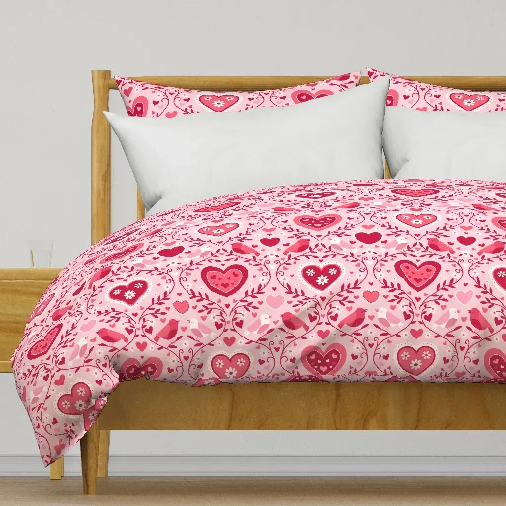 Valentine's Day Love Birds Duvet Cover - Red product