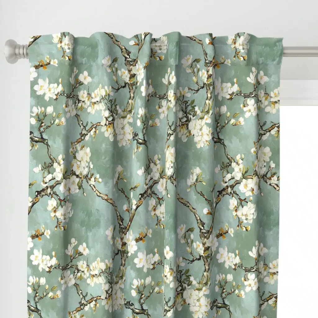 Van Gogh Almond Blossom Curtain Panel - White alternate view