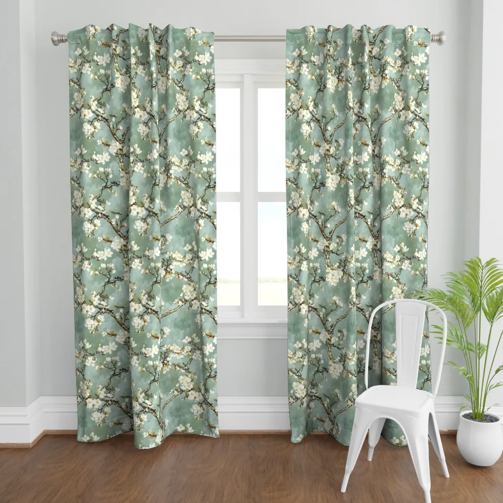 Van Gogh Almond Blossom Curtain Panel - White product