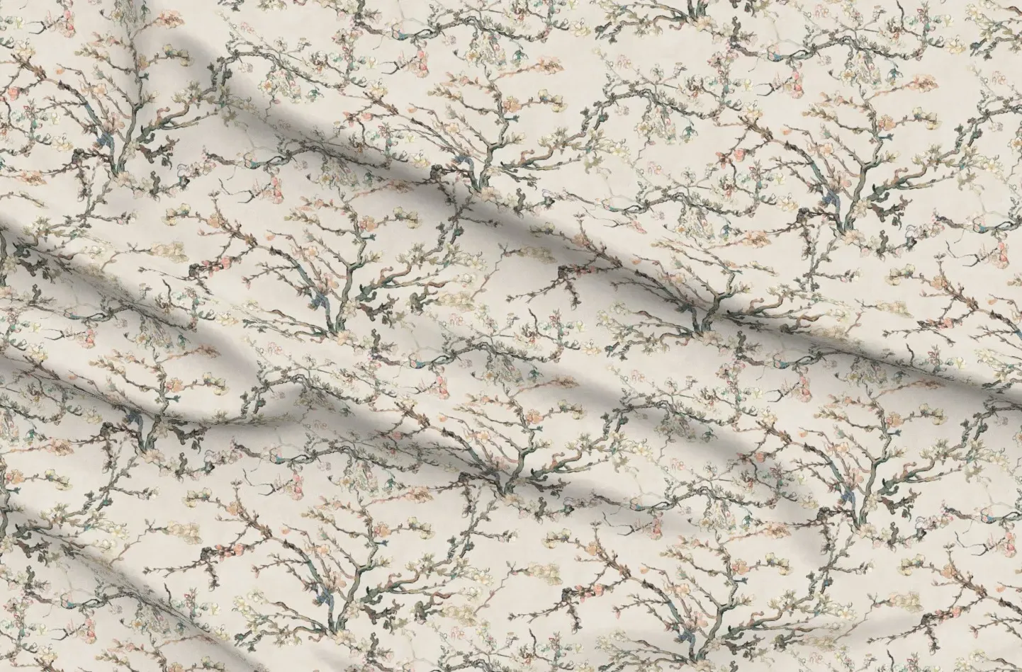 Van Gogh Almond Blossom Sport Pique Fabric - Off-White product