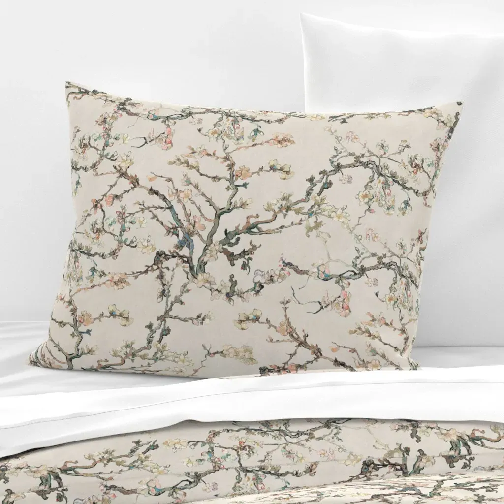 Van Gogh Almond Blossom Standard Knife Edge Pillow - Off-White, Cotton Sateen product