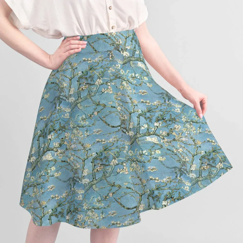 Van Gogh Almond Tree Blossom Sport Pique Fabric - Blue alternate view