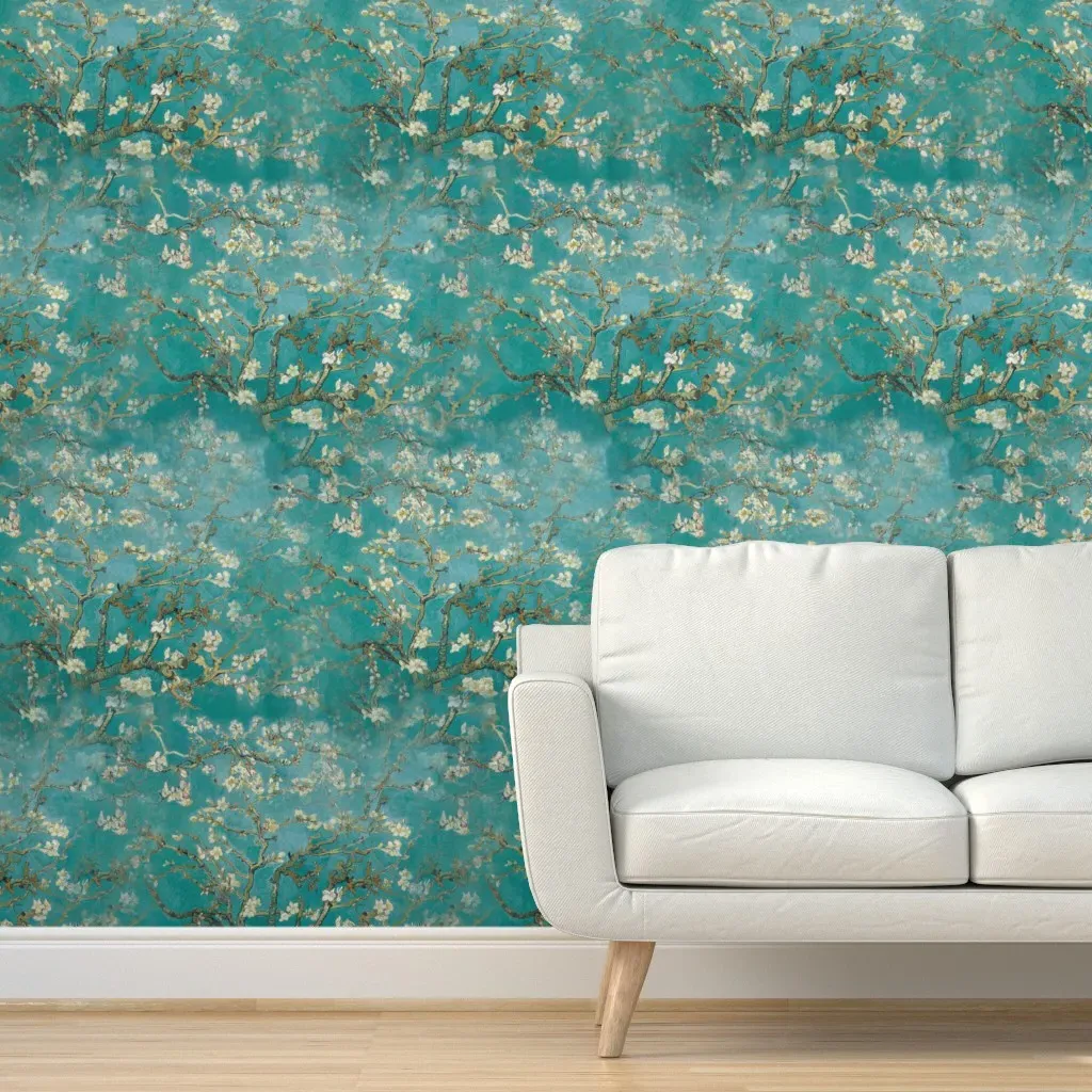 Van Gogh Cherry Blossom Peel and Stick Wallpaper - Teal product