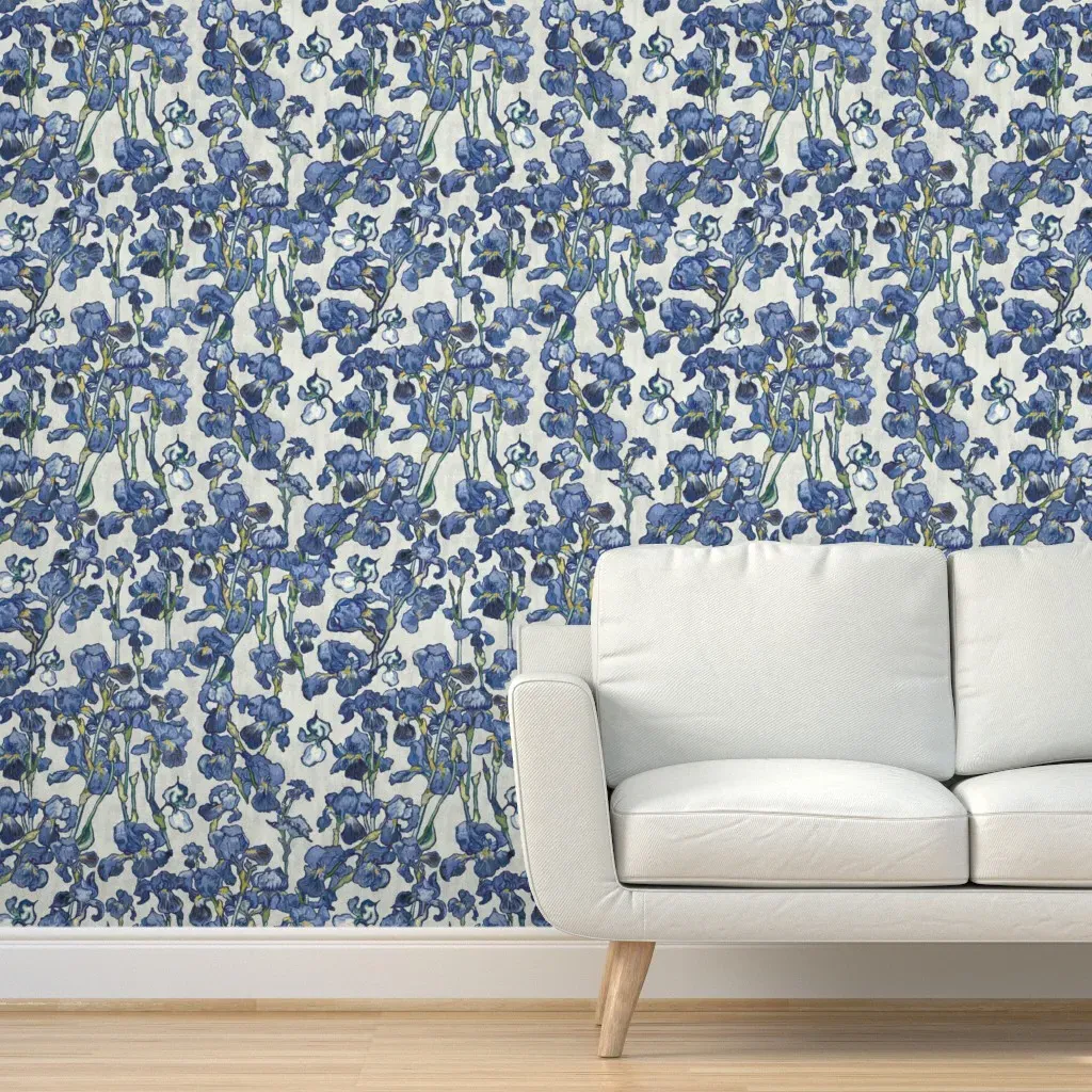 Van Gogh Irises Peel and Stick Wallpaper - Purple, Grey product