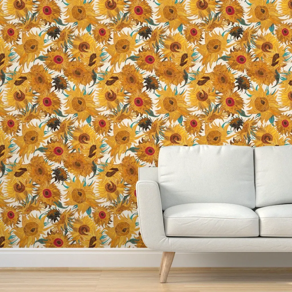 Van Gogh Sunflowers Peel and Stick Wallpaper - Cream Yellow product