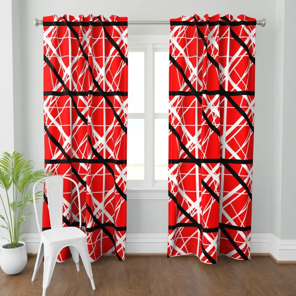 Van Halen Inspired Stripe Curtain Panel - Red product
