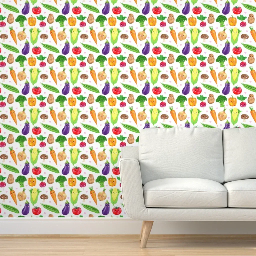 Veggie Friends Peel and Stick Wallpaper - White product
