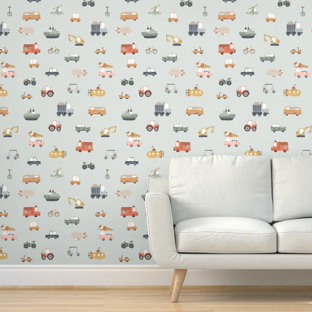 Vehicles Peel and Stick Wallpaper - Blue product