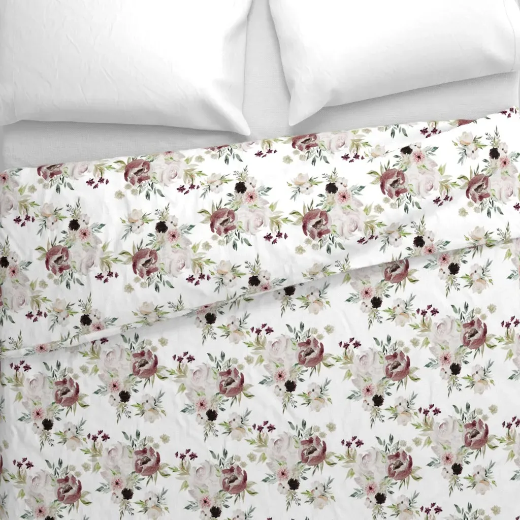Velvet Cream Valentine Florals Duvet Cover - Blush Pink alternate view
