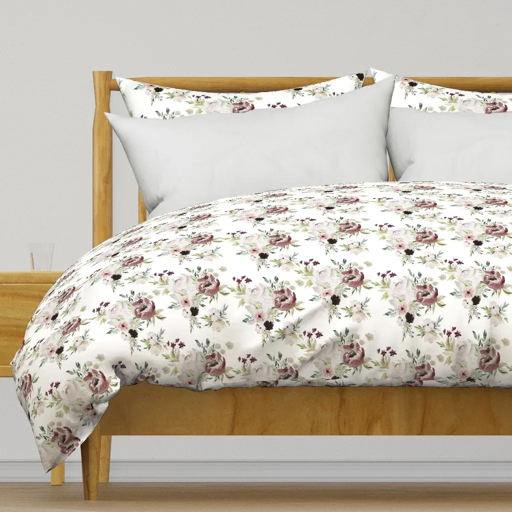 Velvet Cream Valentine Florals Duvet Cover - Blush Pink product