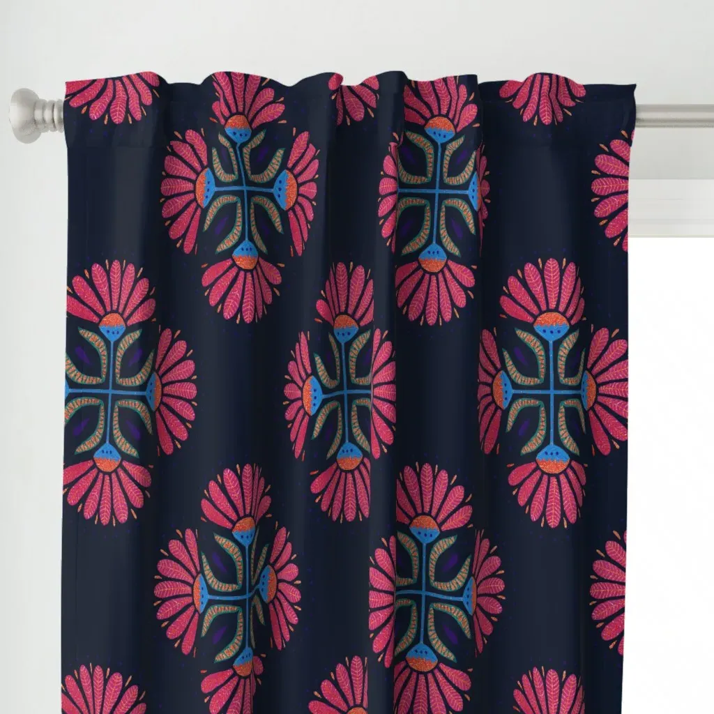 Velvet Geometry Curtain Panel - Pink alternate view