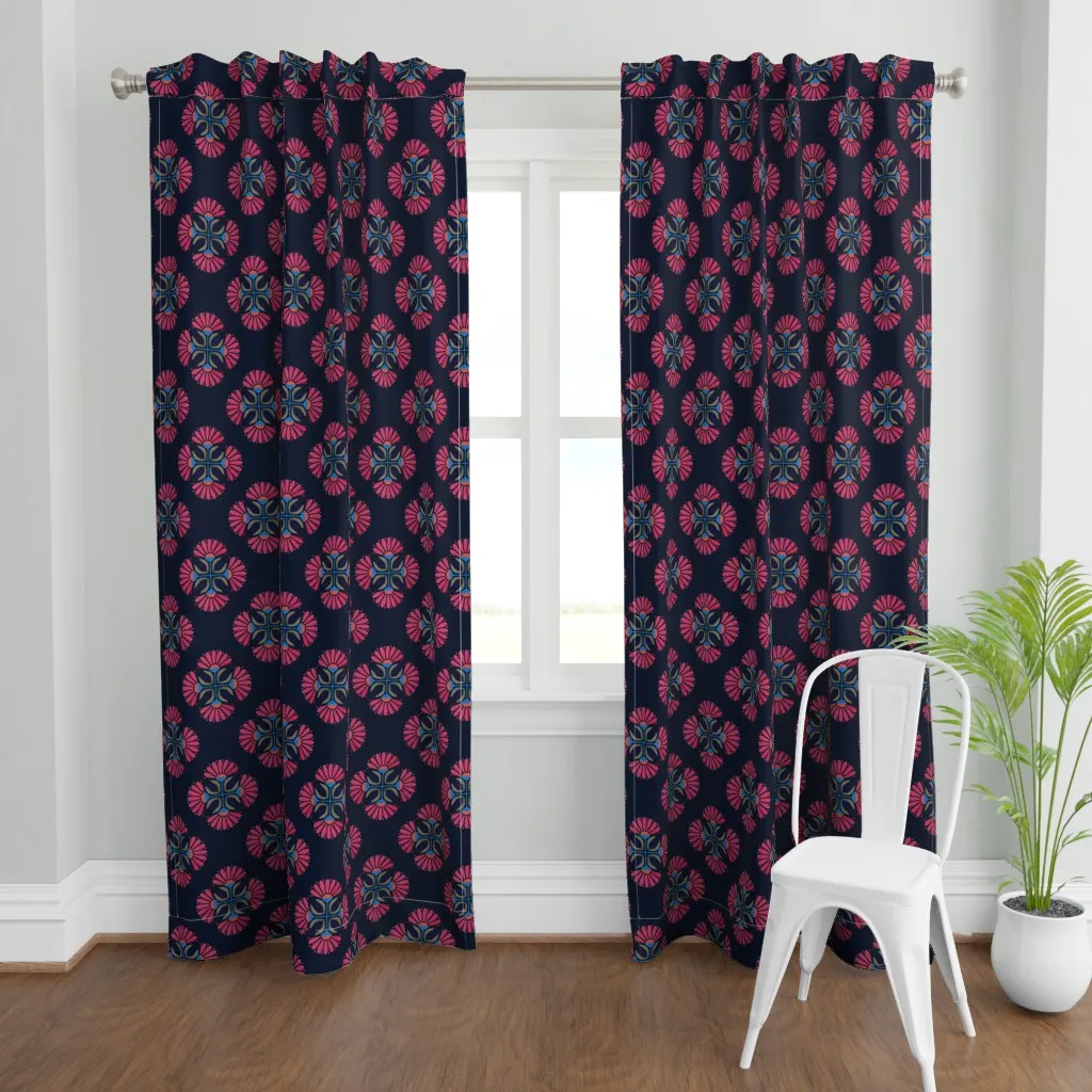 Velvet Geometry Curtain Panel - Pink product