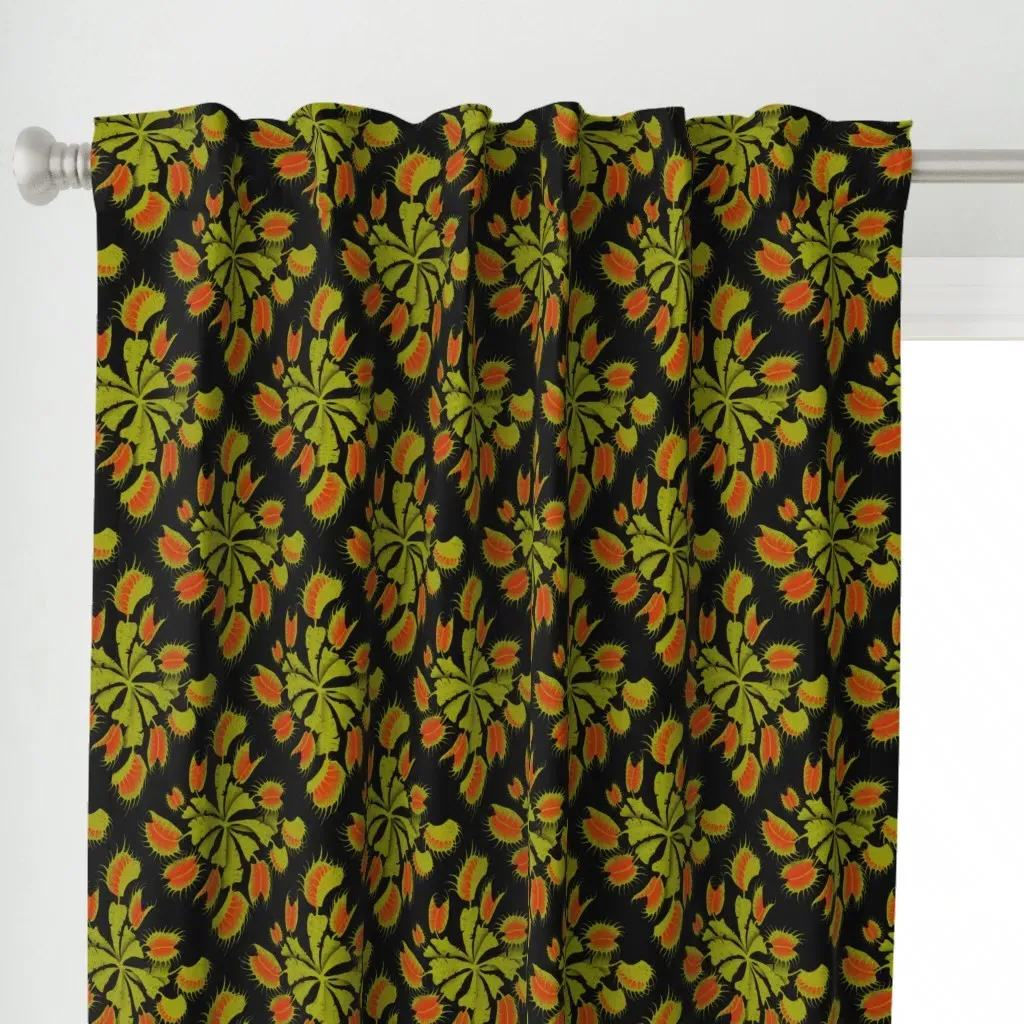 Venus Fly Trap Verdant Curtain Panel - Olive Green alternate view