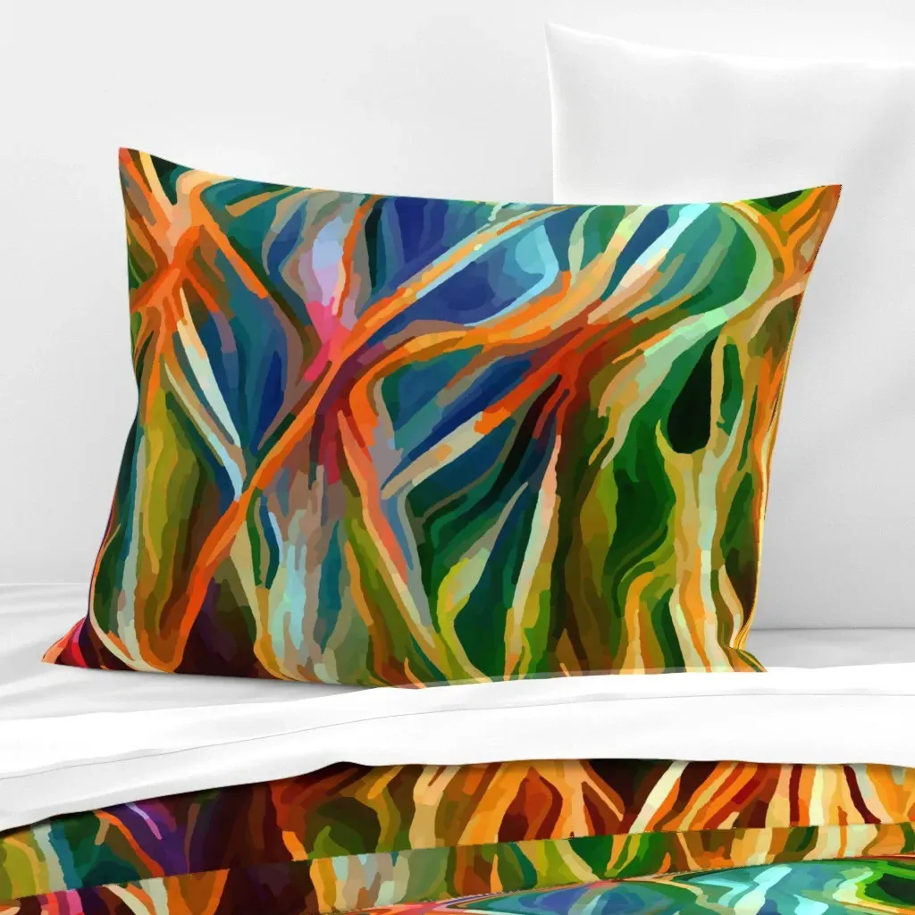 Venusian Flora Standard Knife Edge Cushion Cover - Orange, Cotton Sateen product