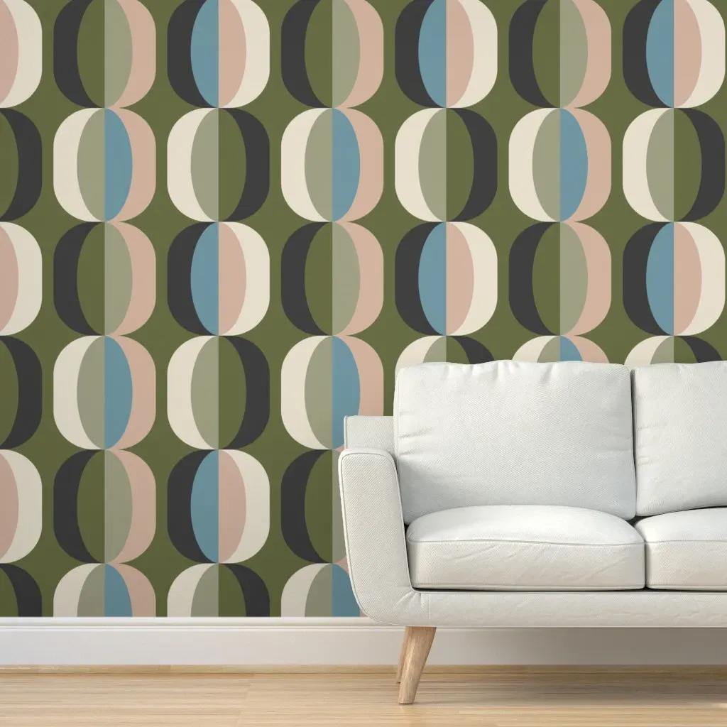 Veranda Midcentury Peel and Stick Wallpaper - Olive Green product