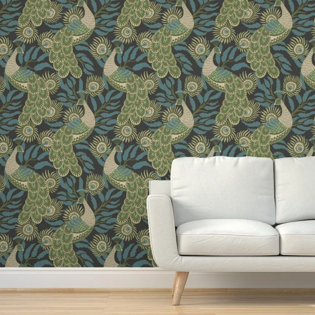Veranda Peacock Peel and Stick Wallpaper - Green product