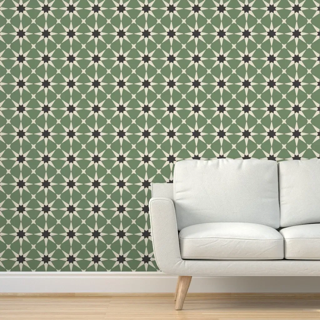 Veranda Star Tile Peel and Stick Wallpaper - Sage Green product