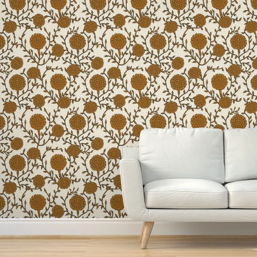 Verdant Marigold Peel and Stick Wallpaper - Mustard Yellow product