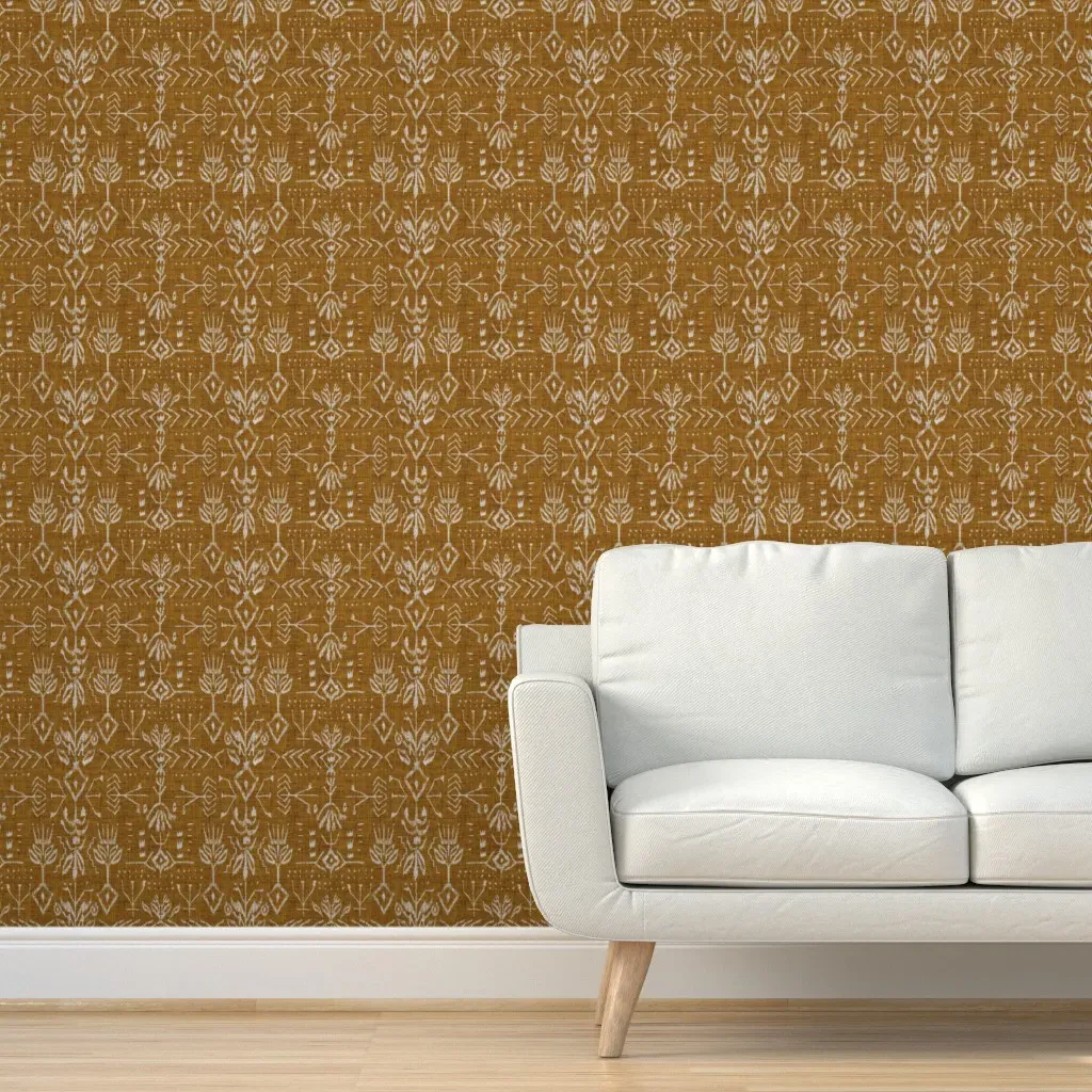 Verdure Ikat Peel and Stick Wallpaper - Mustard product
