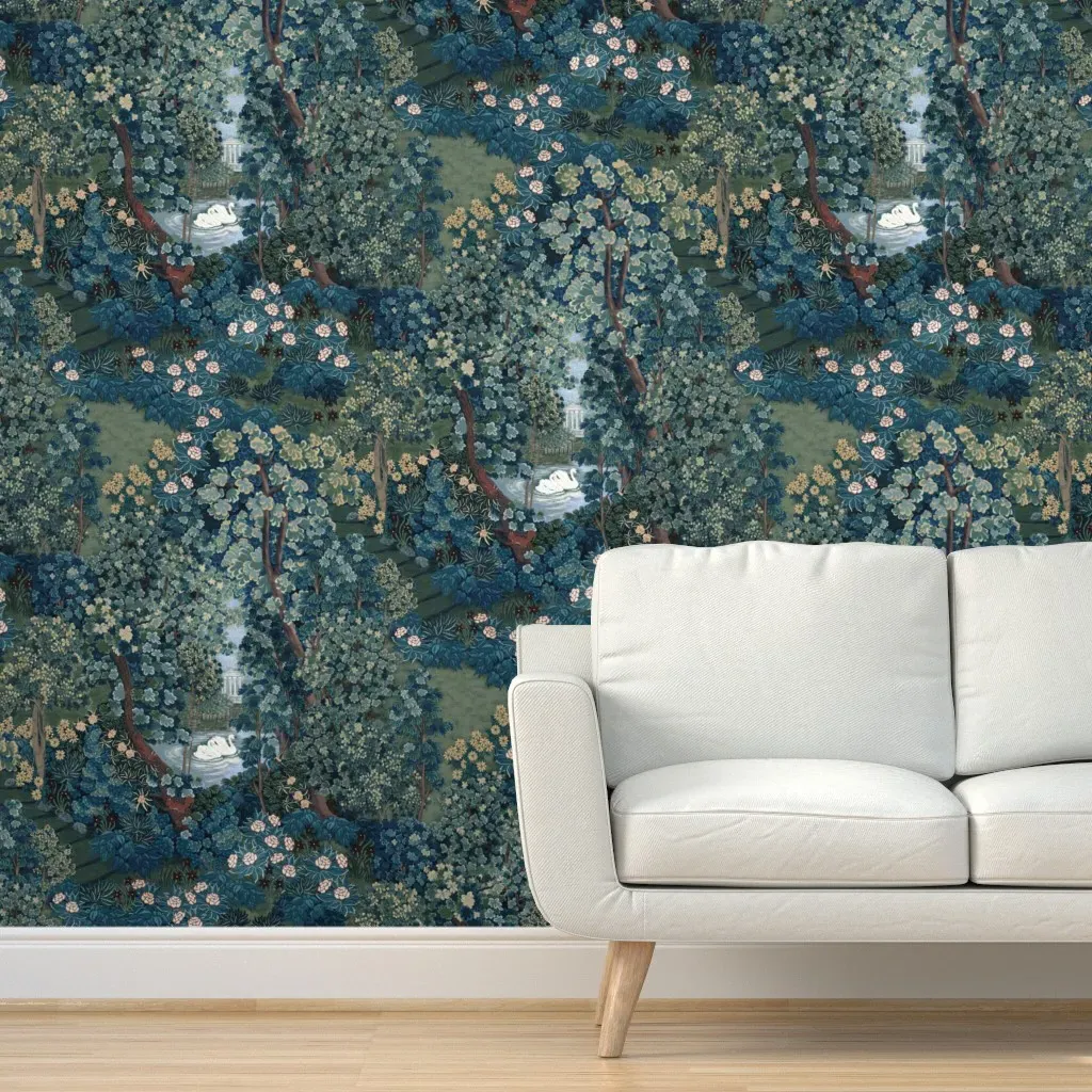 Verdure Tapestry Garden Peel and Stick Wallpaper - Blue product