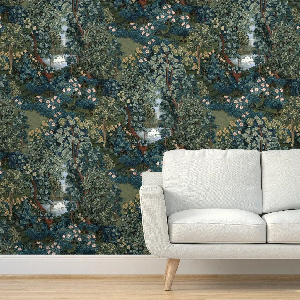 Verdure Tapestry Garden Peel and Stick Wallpaper - Teal Green product